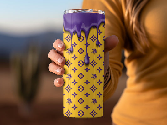Vikings Emblem with Dripping Paint Pattern Design Tumblers