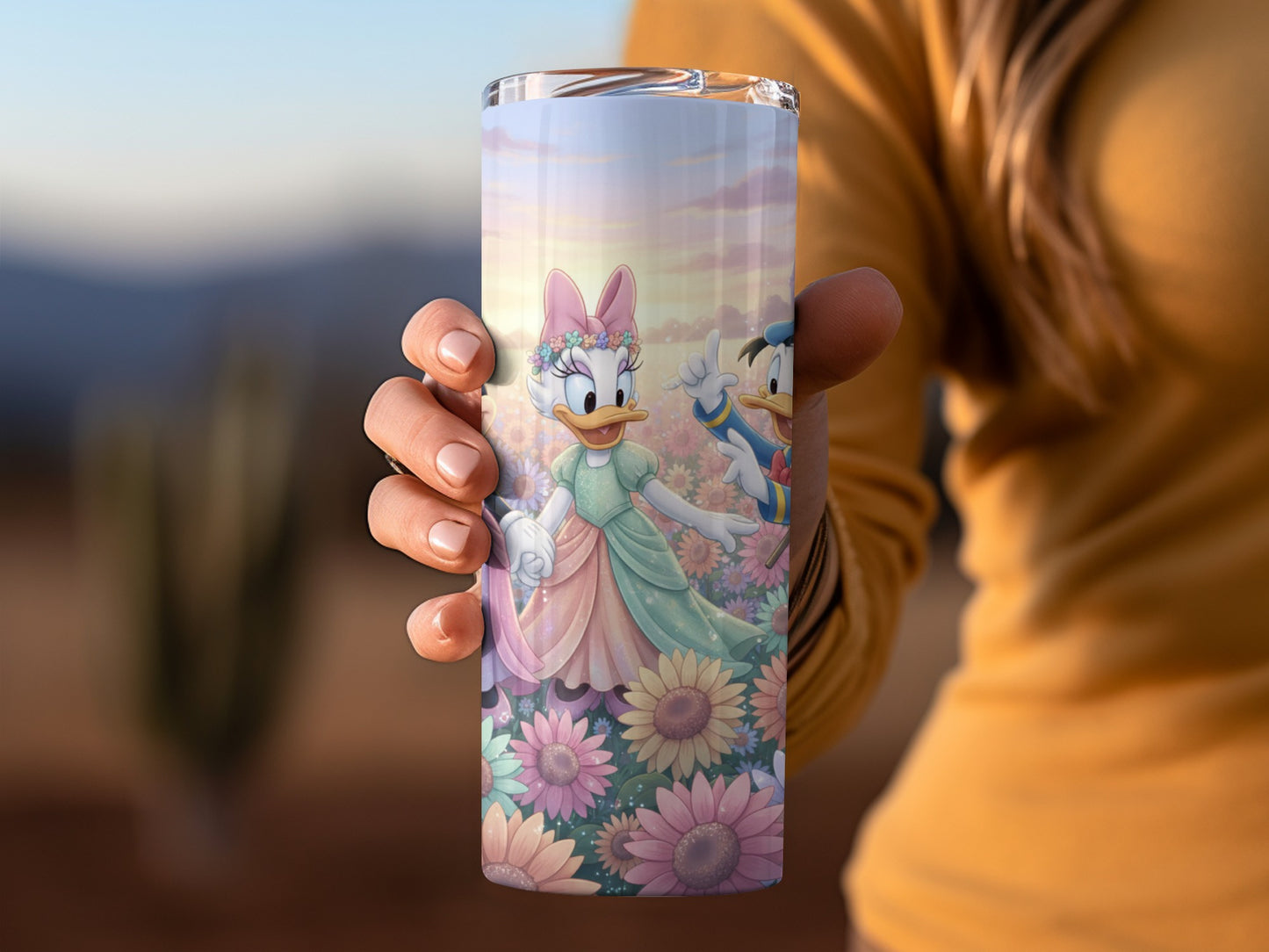 Daisy Duck and Donald Duck Floral Design Tumbler