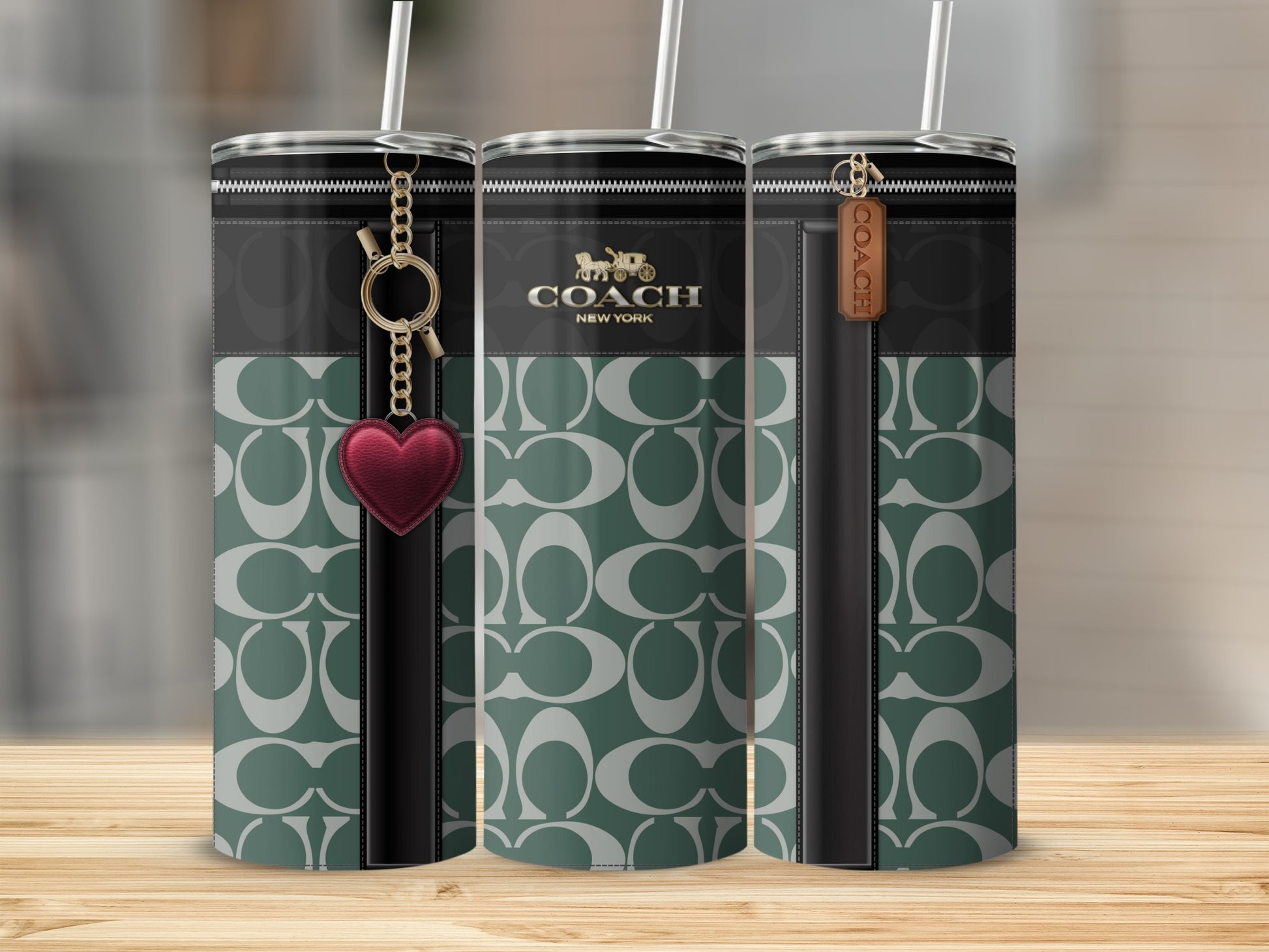 Stylish Coach New York Tumblers with Heart Charm