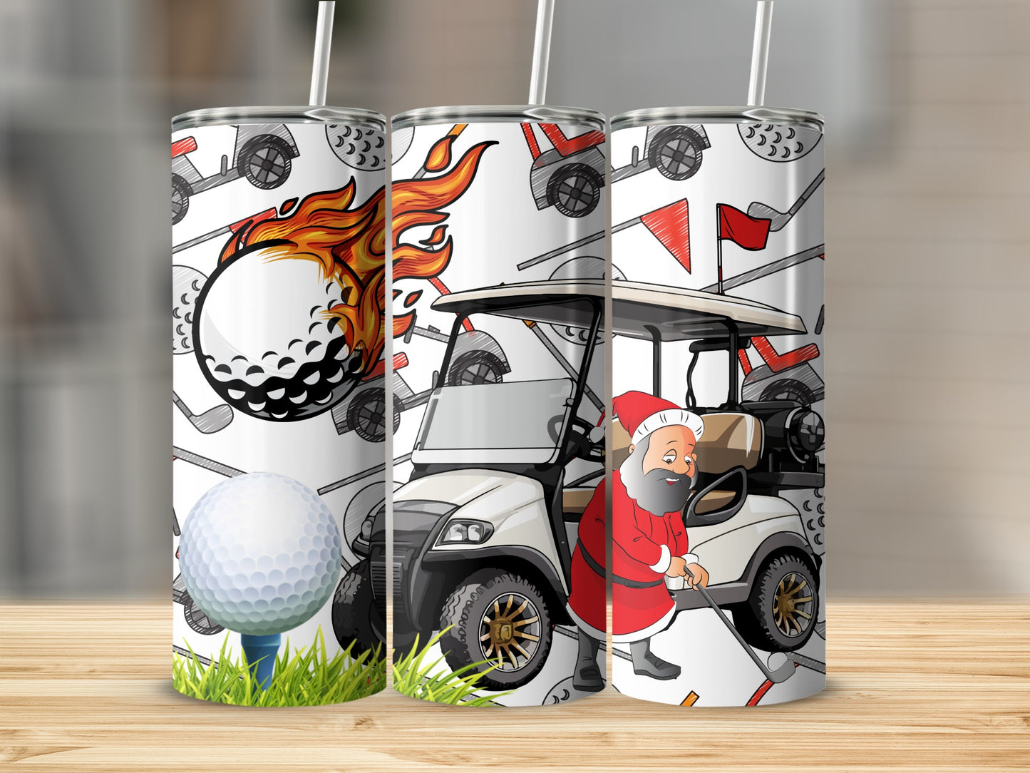 Unique Golf Themed Christmas Santa Tumbler Cup