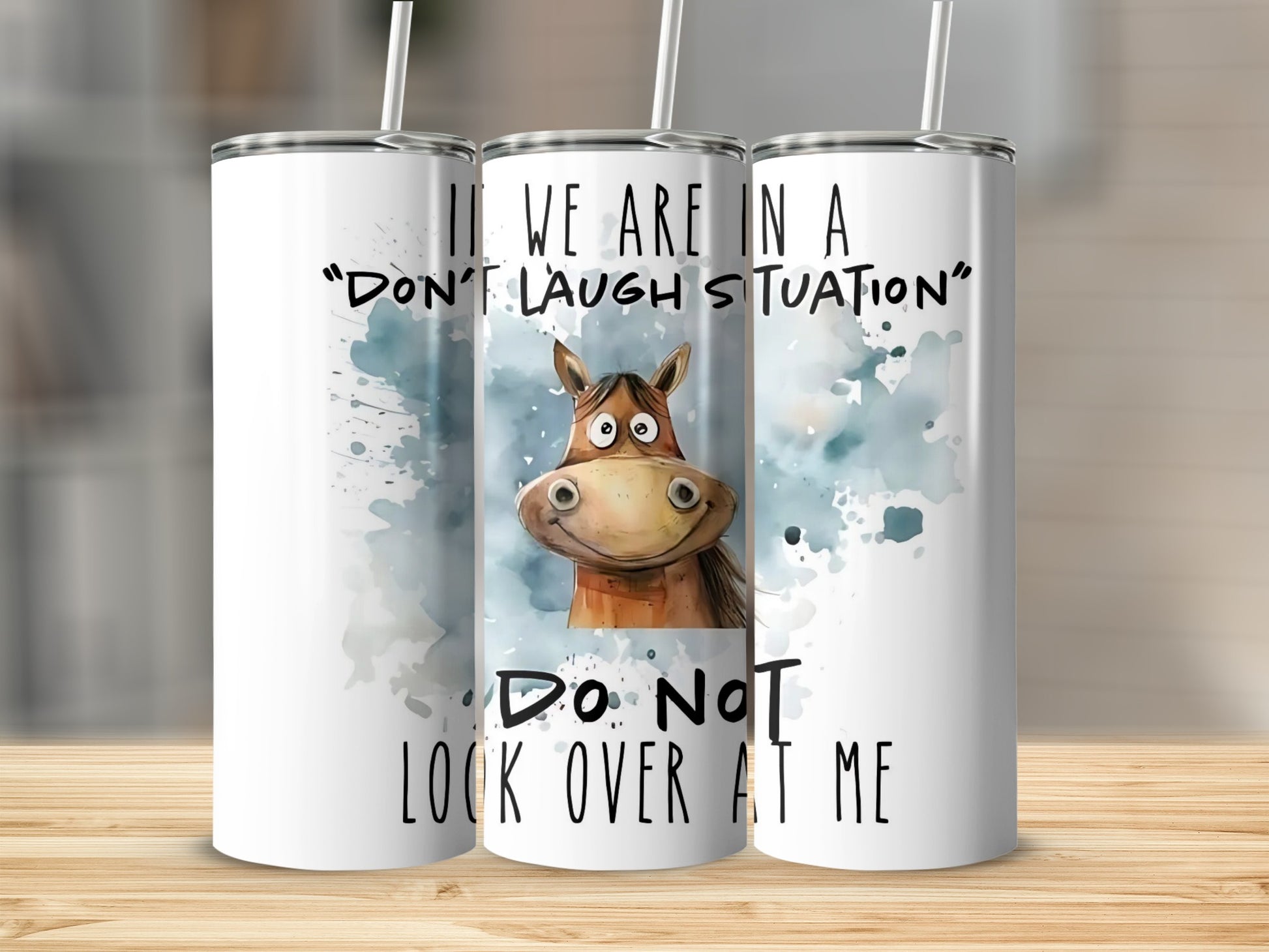 Do Not Look Over At Me Funny Horse Tumbler Cup Product