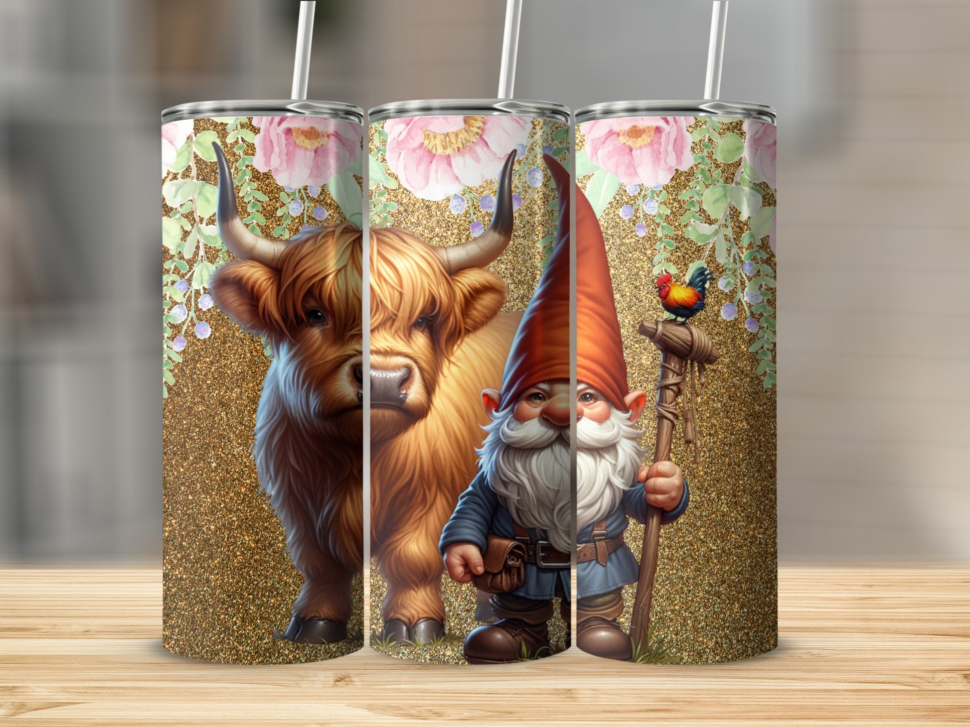 Adorable Highland Cow and Gnome Tumbler product