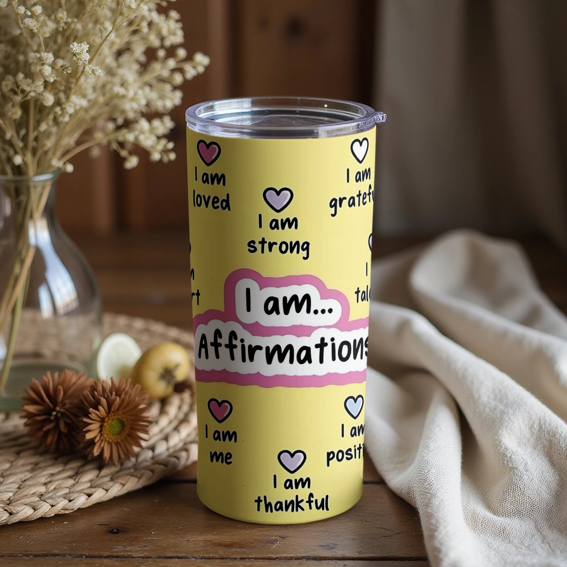 Positive Affirmations Motivational Tumbler for Daily Inspiration