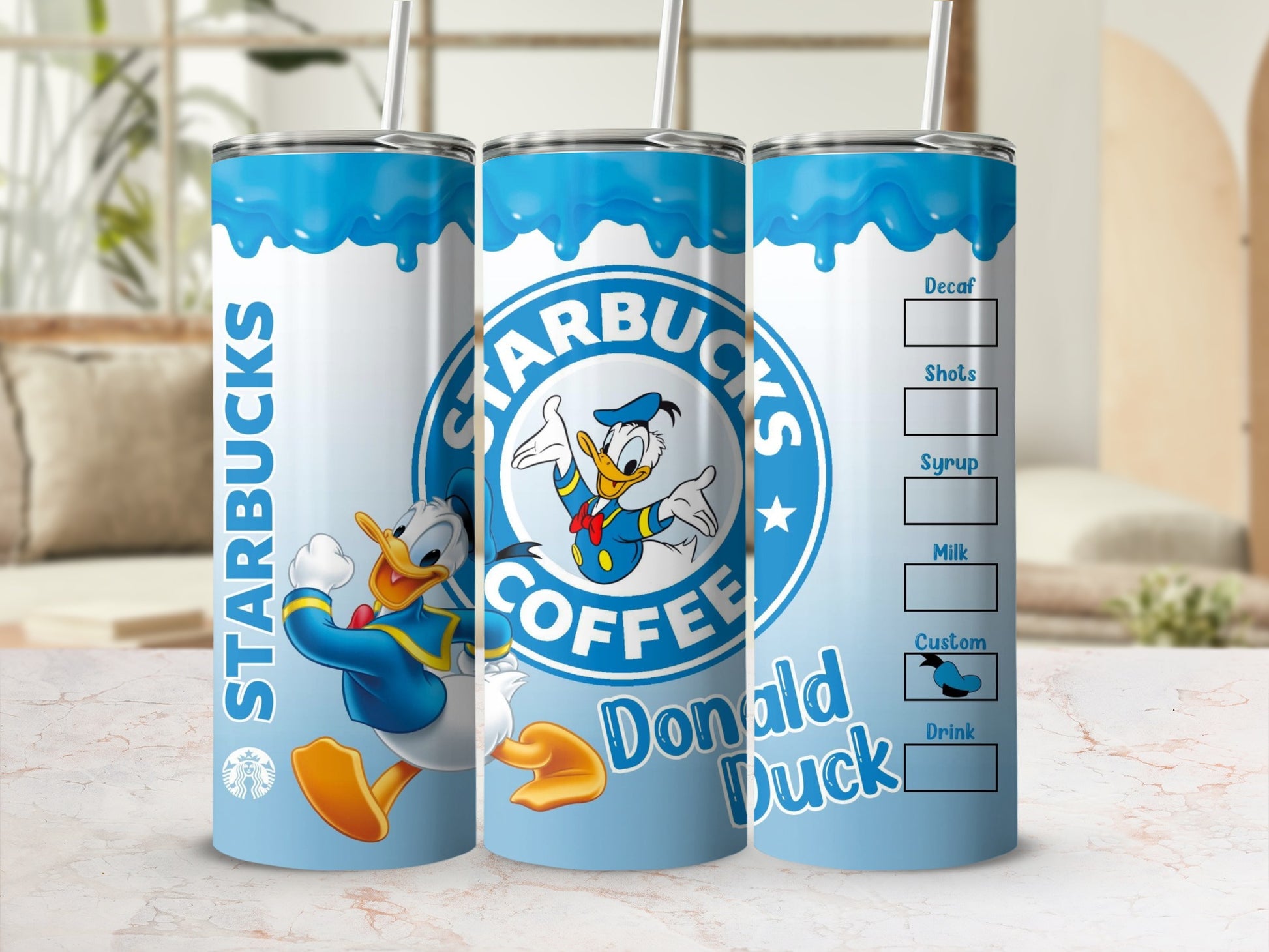 Donald Duck Starbucks Coffee Custom Drink Tumbler