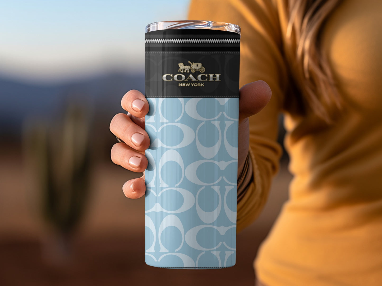 Stylish Coach New York Logo Design Travel Mug