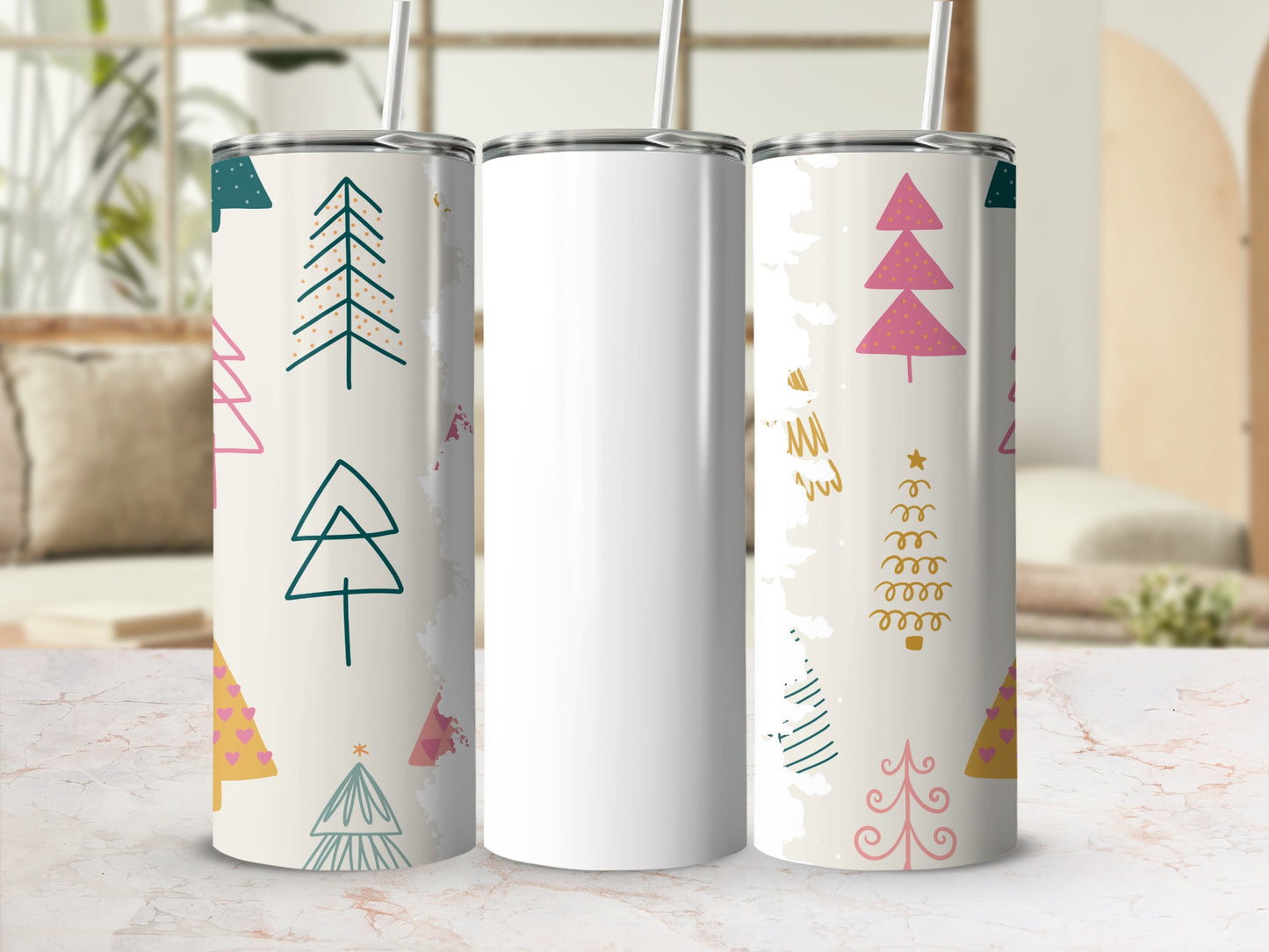 Festive Multi-Colored Christmas Tree Drink Tumbler