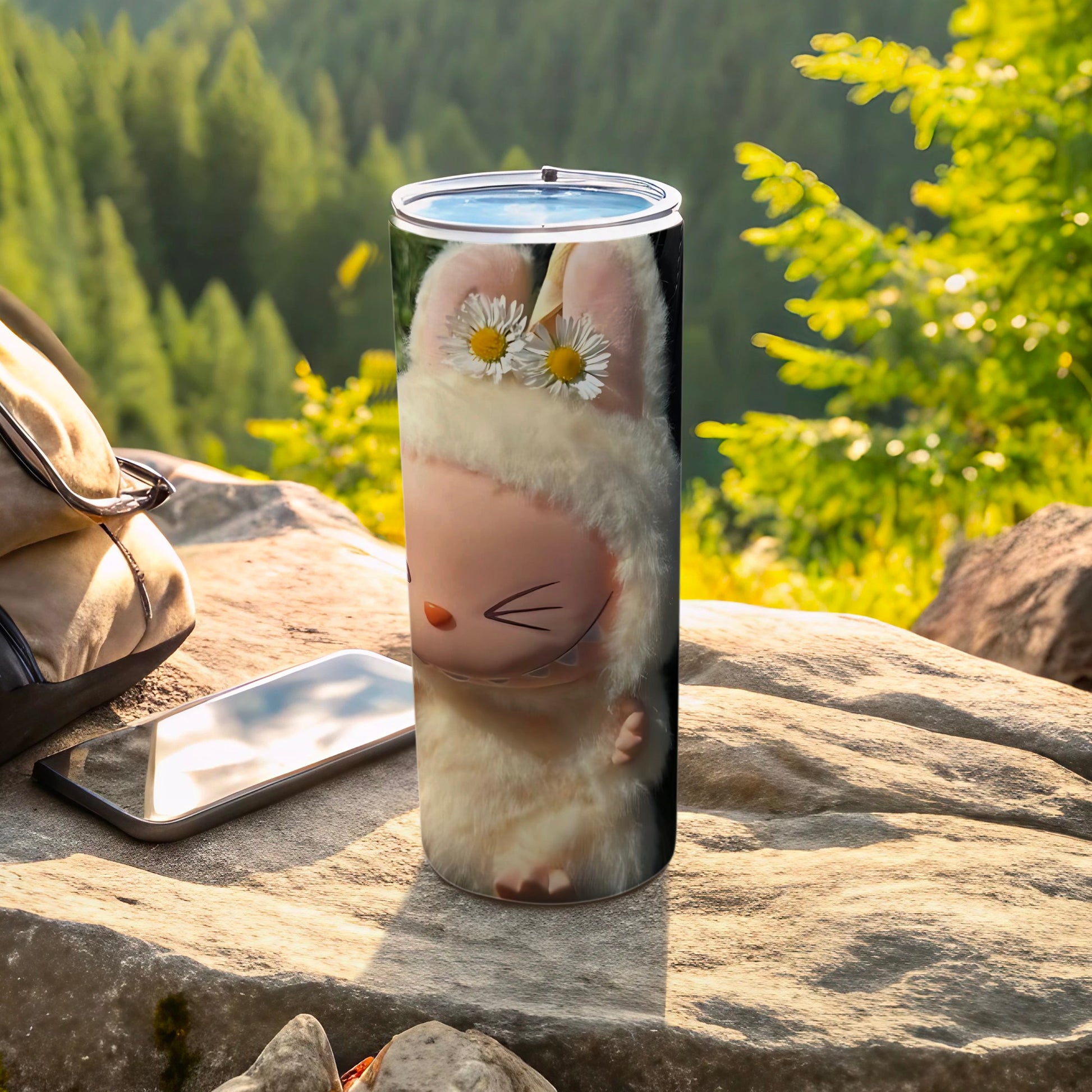 Adorable Bunny Character Tumbler with Flower Design