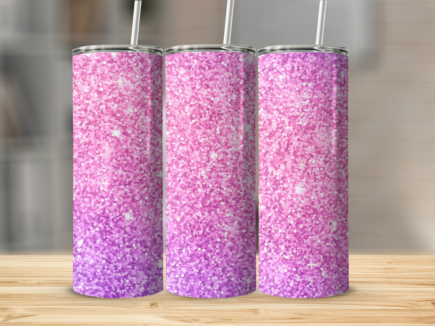 Sparkling Pink and Purple Glitter Tumbler