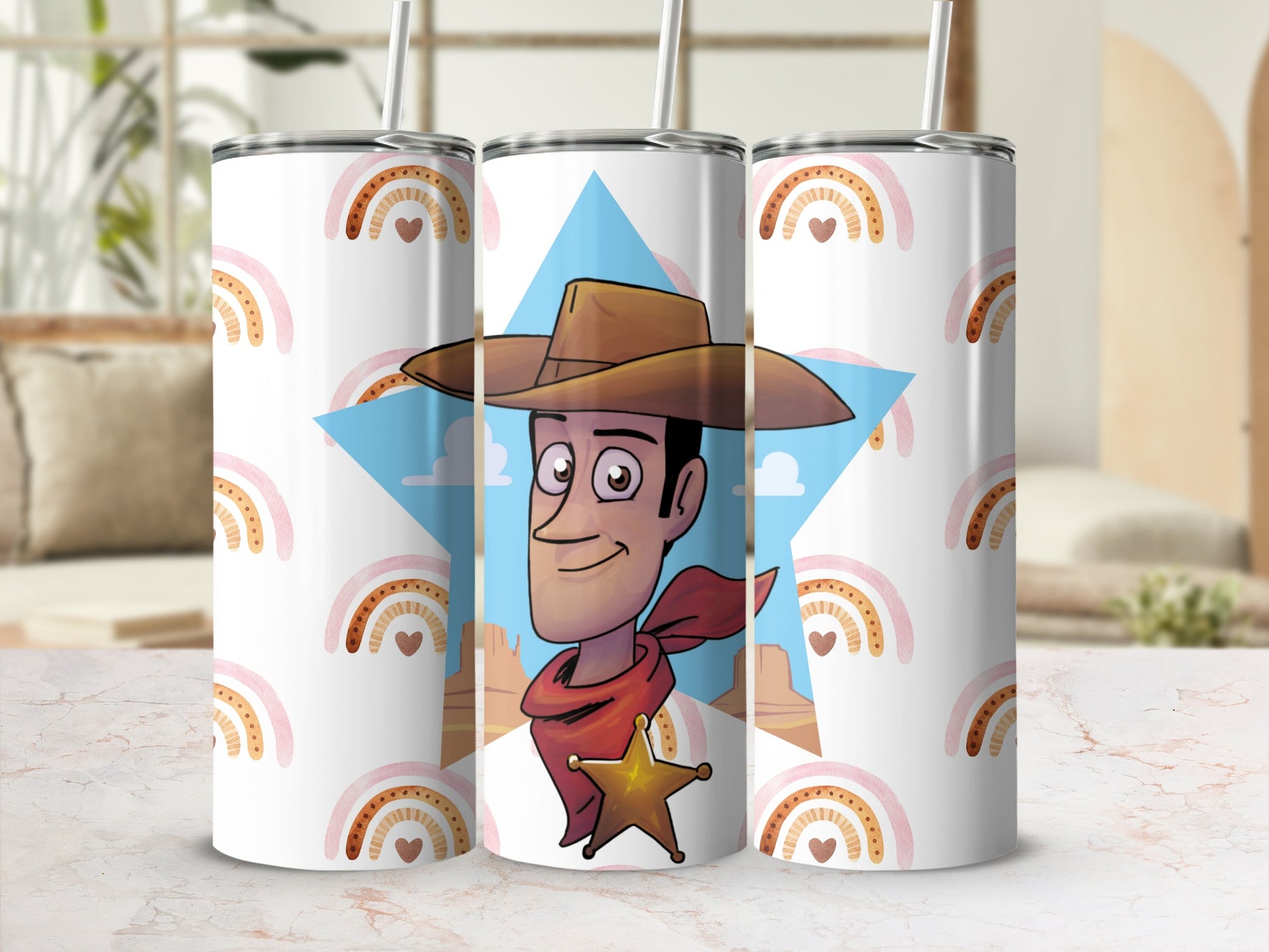 Cowboy Character With Rainbow Design Tumbler