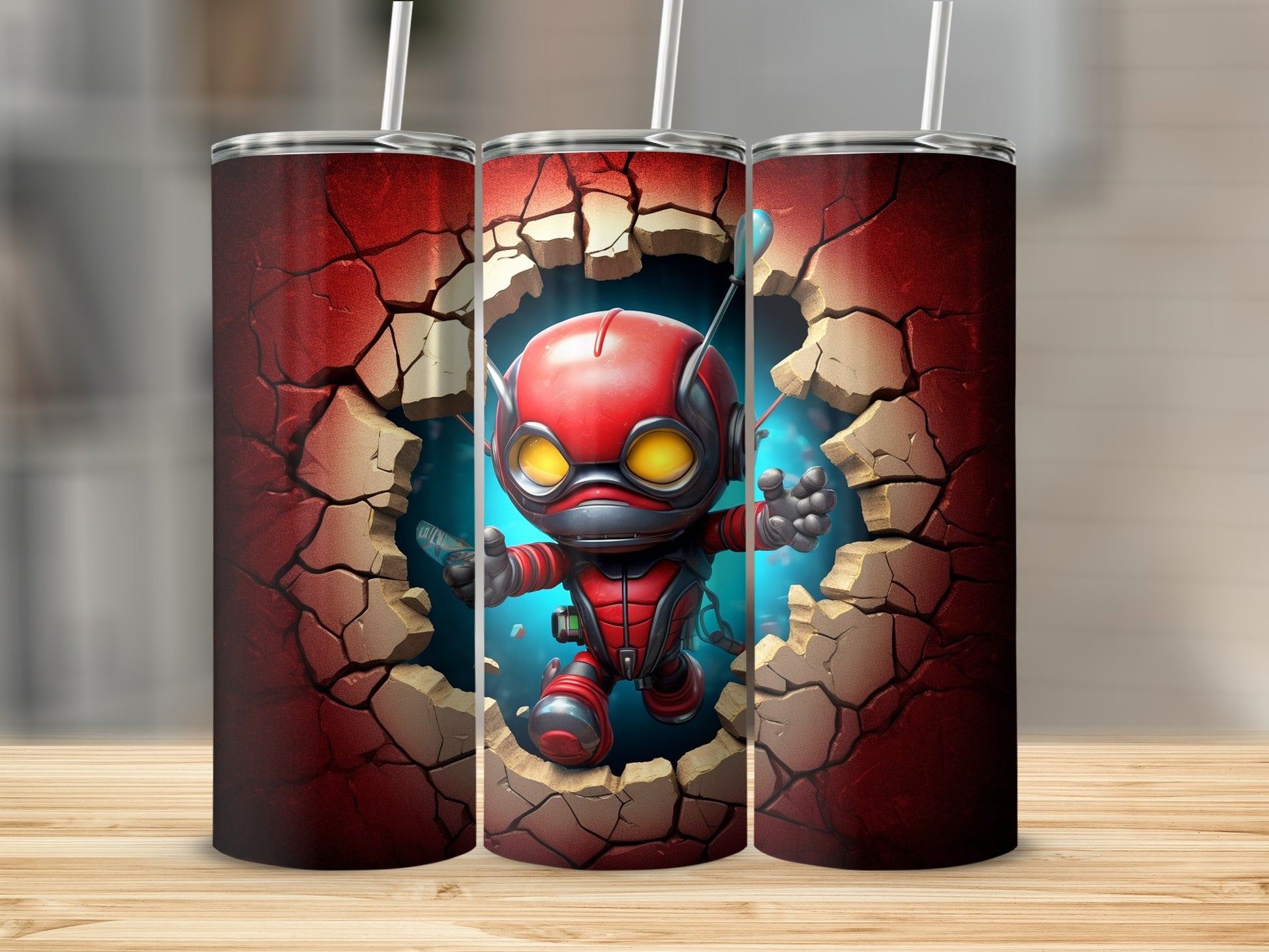 Red Superhero Breaking Wall Cool Tumbler for Drinks