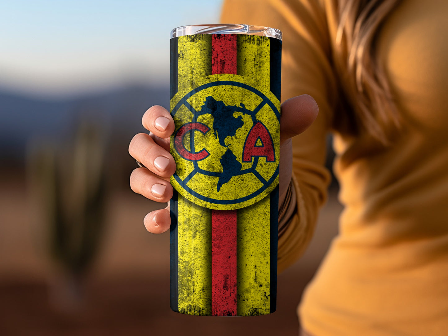 Vibrant CA Logo Yellow Red Design Travel Tumbler