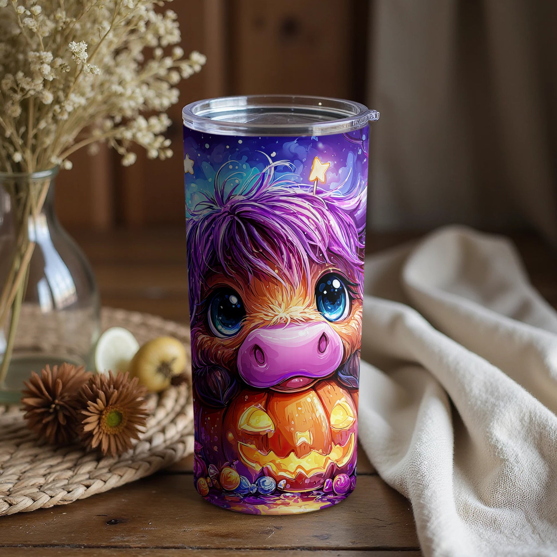 Adorable Baby Animal with Pumpkins Tumbler Cup