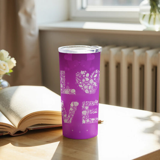 Purple Tumbler with LOVE Design for Everyday Use