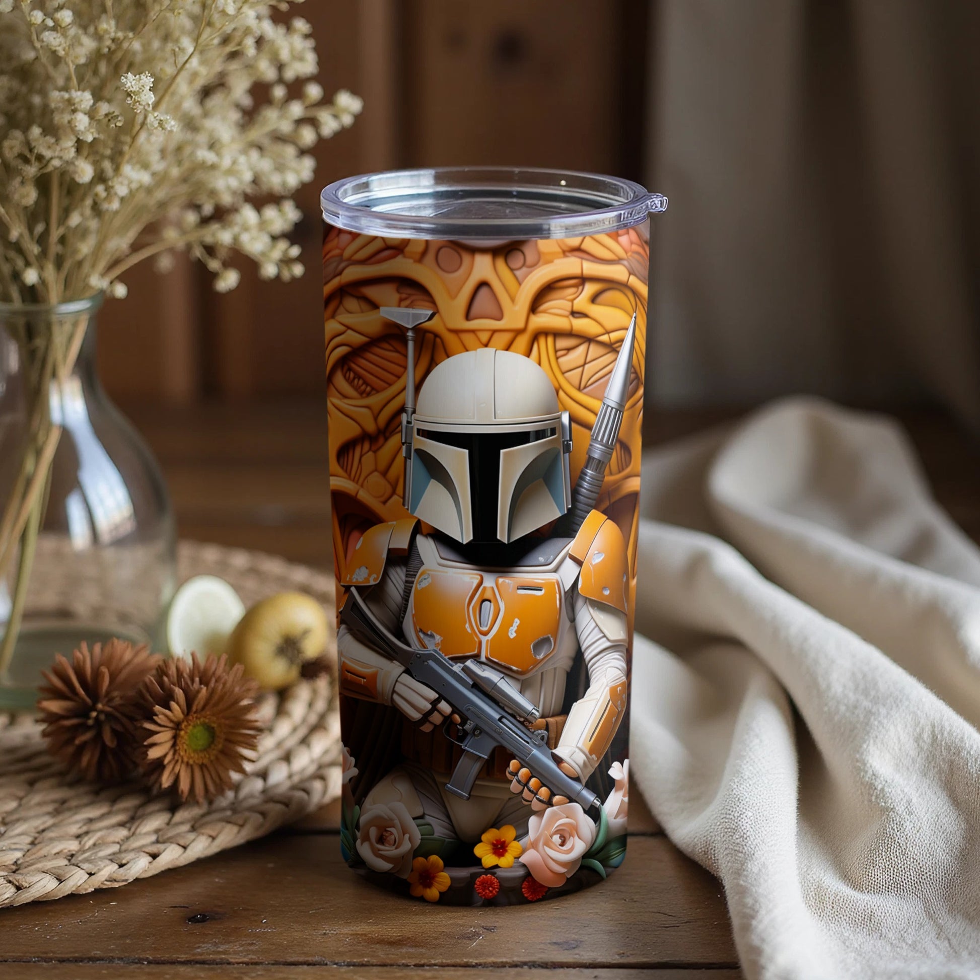 Mandalorian Themed Decorative Tumbler for Fans