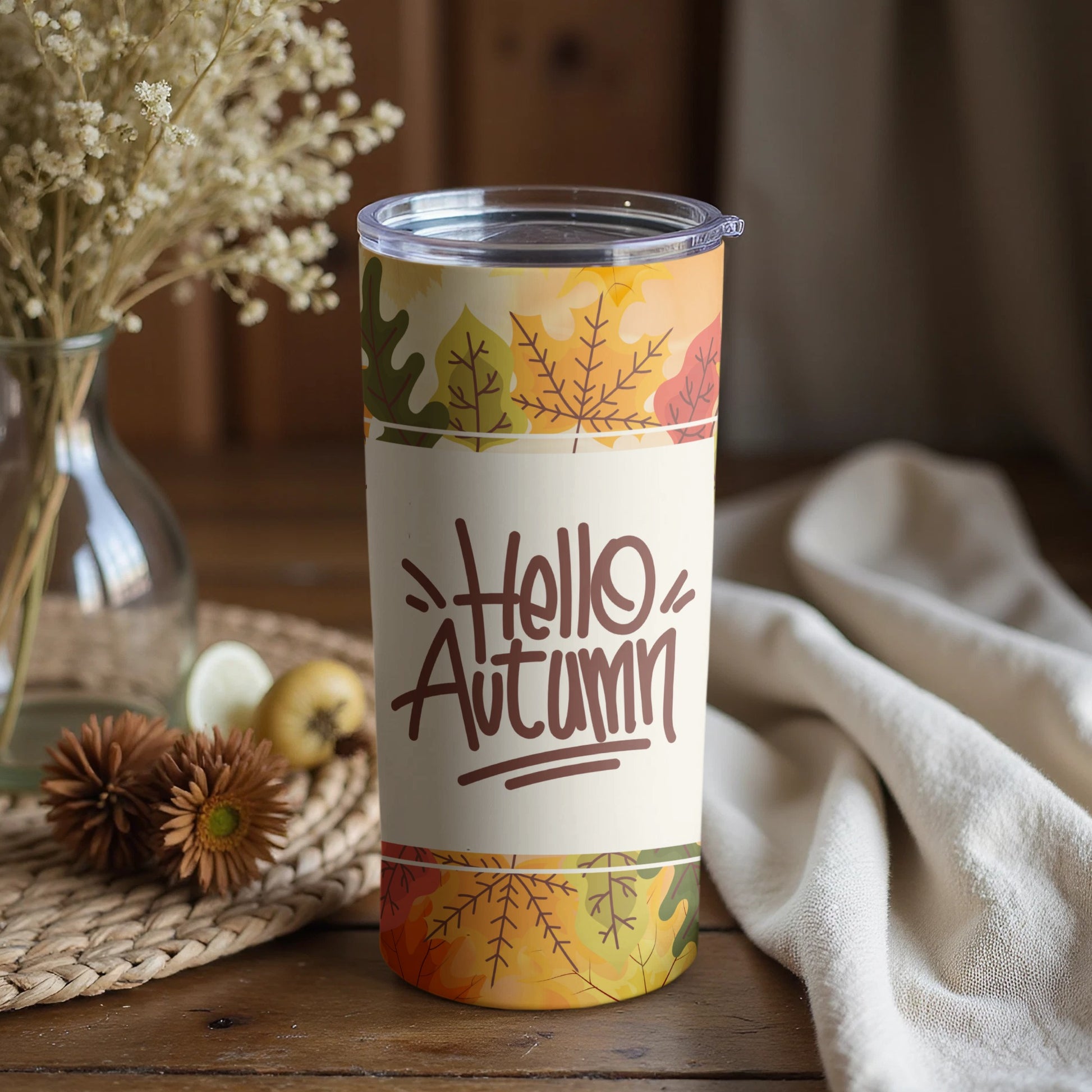 Hello Autumn Travel Mug for Fall Season Enthusiasts