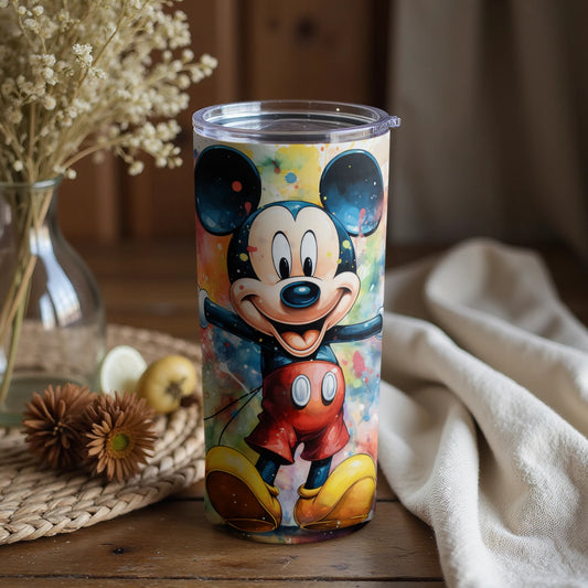 Vibrant Mickey Mouse Tumbler with Splash Art Design