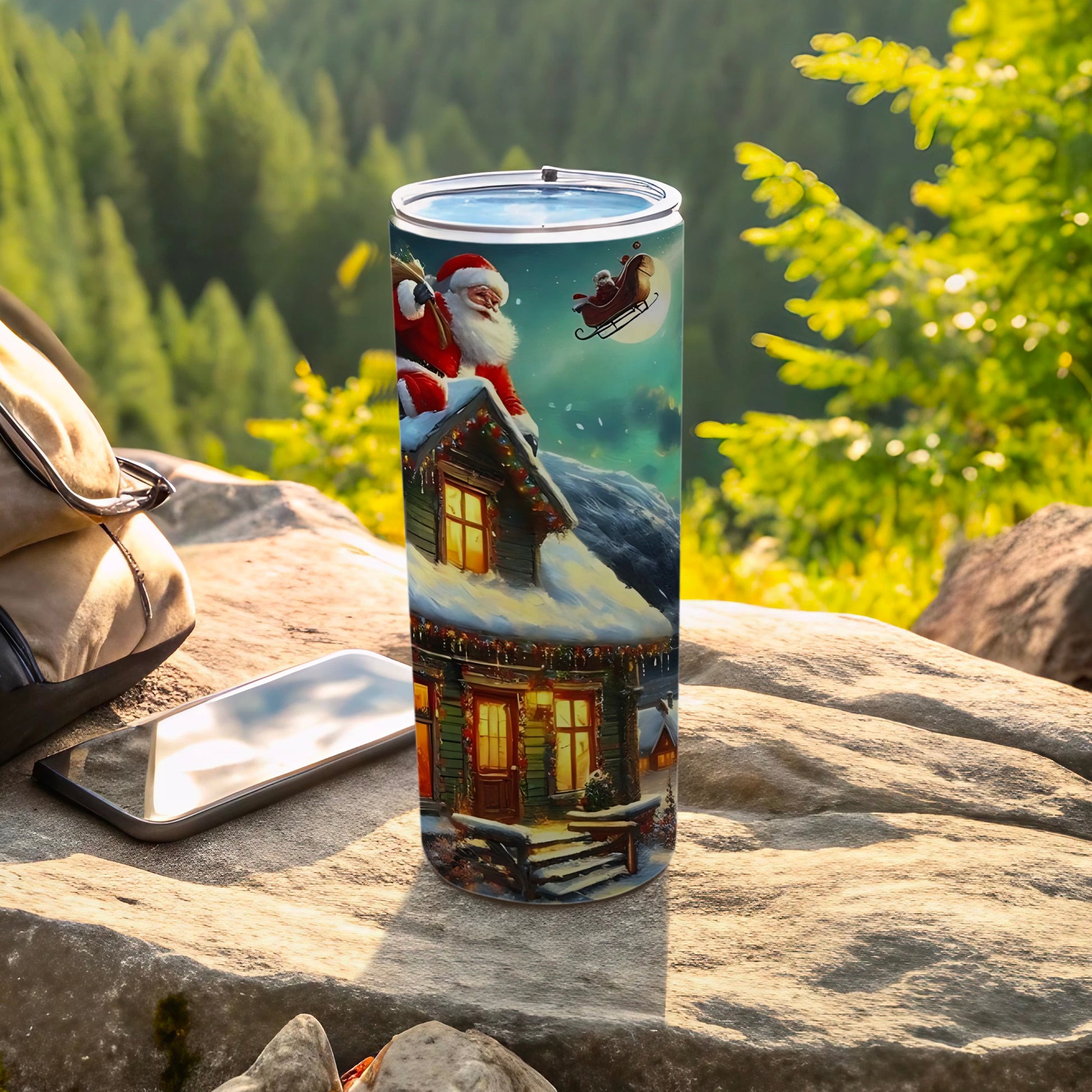 Santa Delivering Gifts Scene Insulated Tumbler