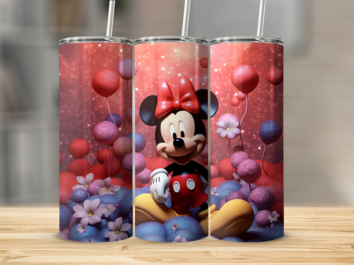 Minnie Mouse Balloons and Flowers Tumbler Cup
