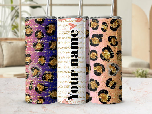 Personalized Leopard Print Custom Name Travel Tumbler