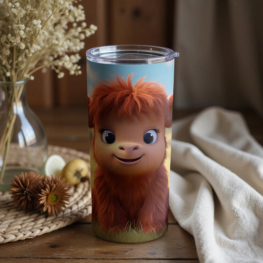 Cute Highland Cow Kids Tumbler for Drinks and Smoothies