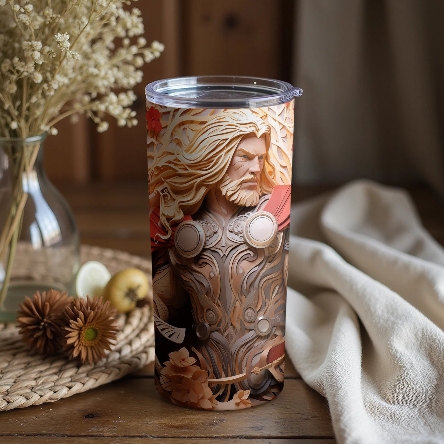 Mythic Nordic Warrior Design Insulated Tumbler