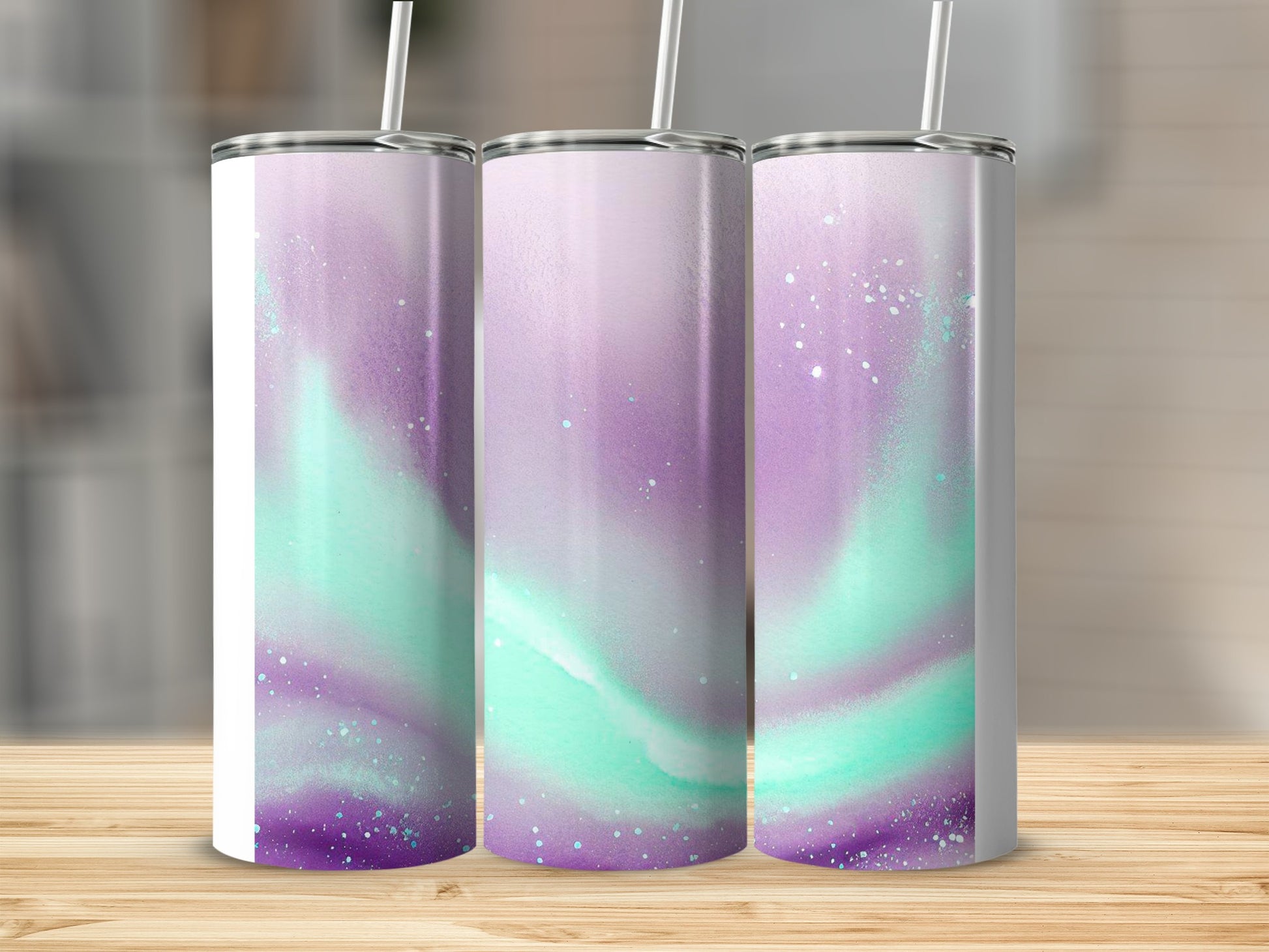 Purple and Teal Abstract Design Tumbler Product
