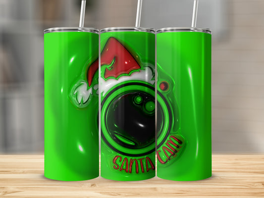 Santa Cam Christmas Themed Green Tumbler Product