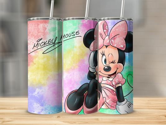 Colorful Mickey Mouse Tumbler with Straw Design
