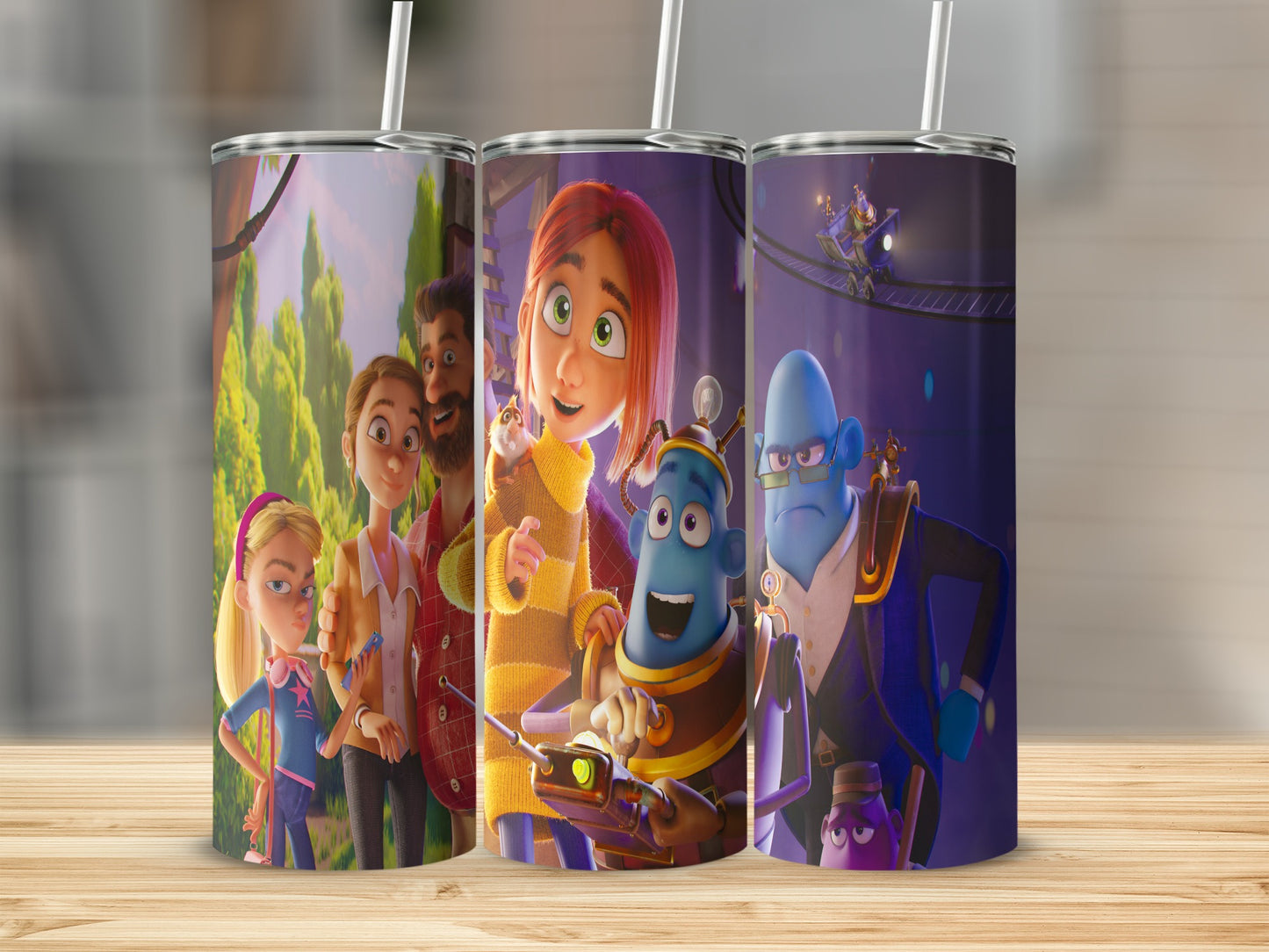 Colorful Tumbler with Animated Characters Design