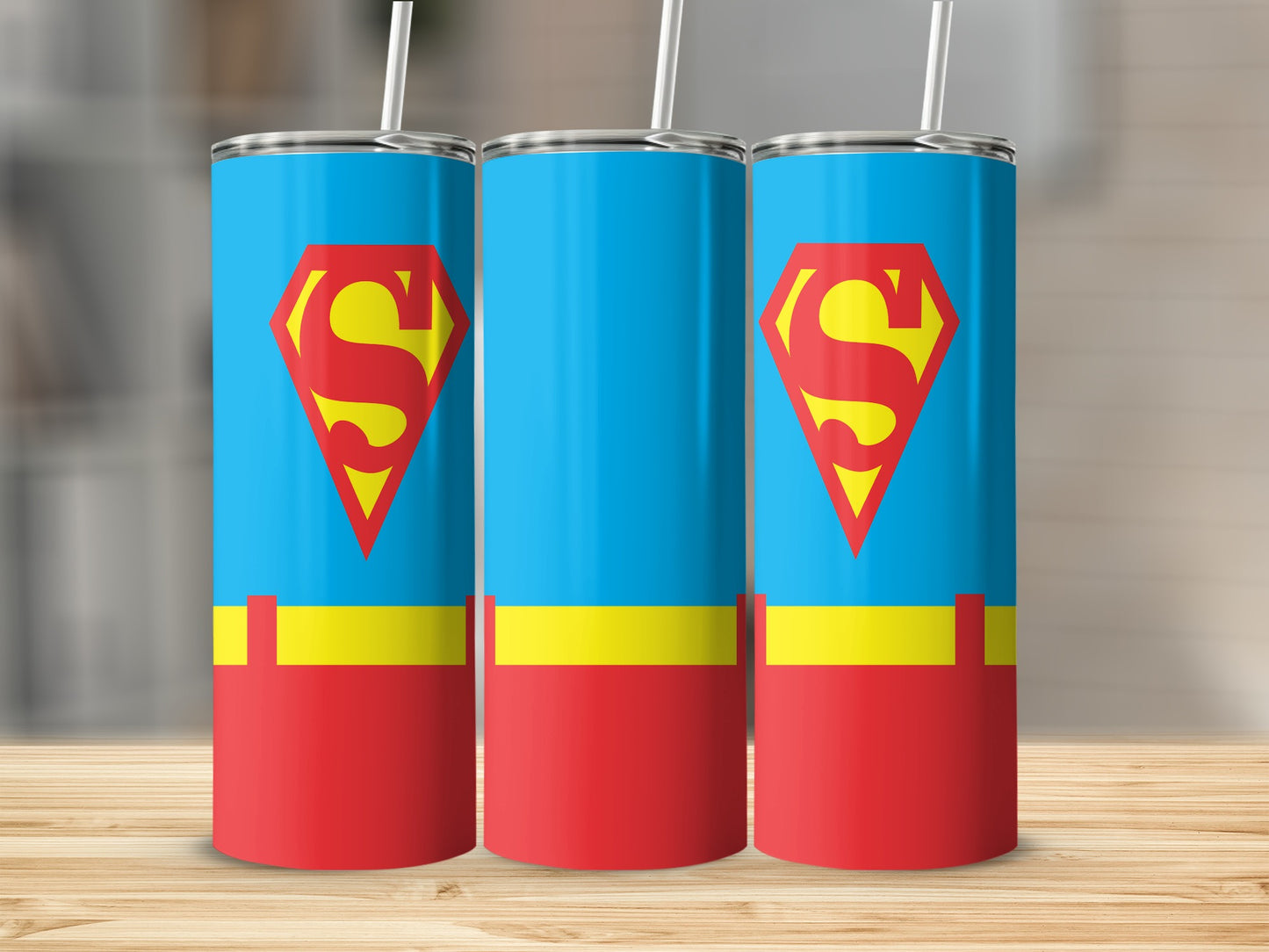 Superman Colors and Logos Themed Pattern Tumblers