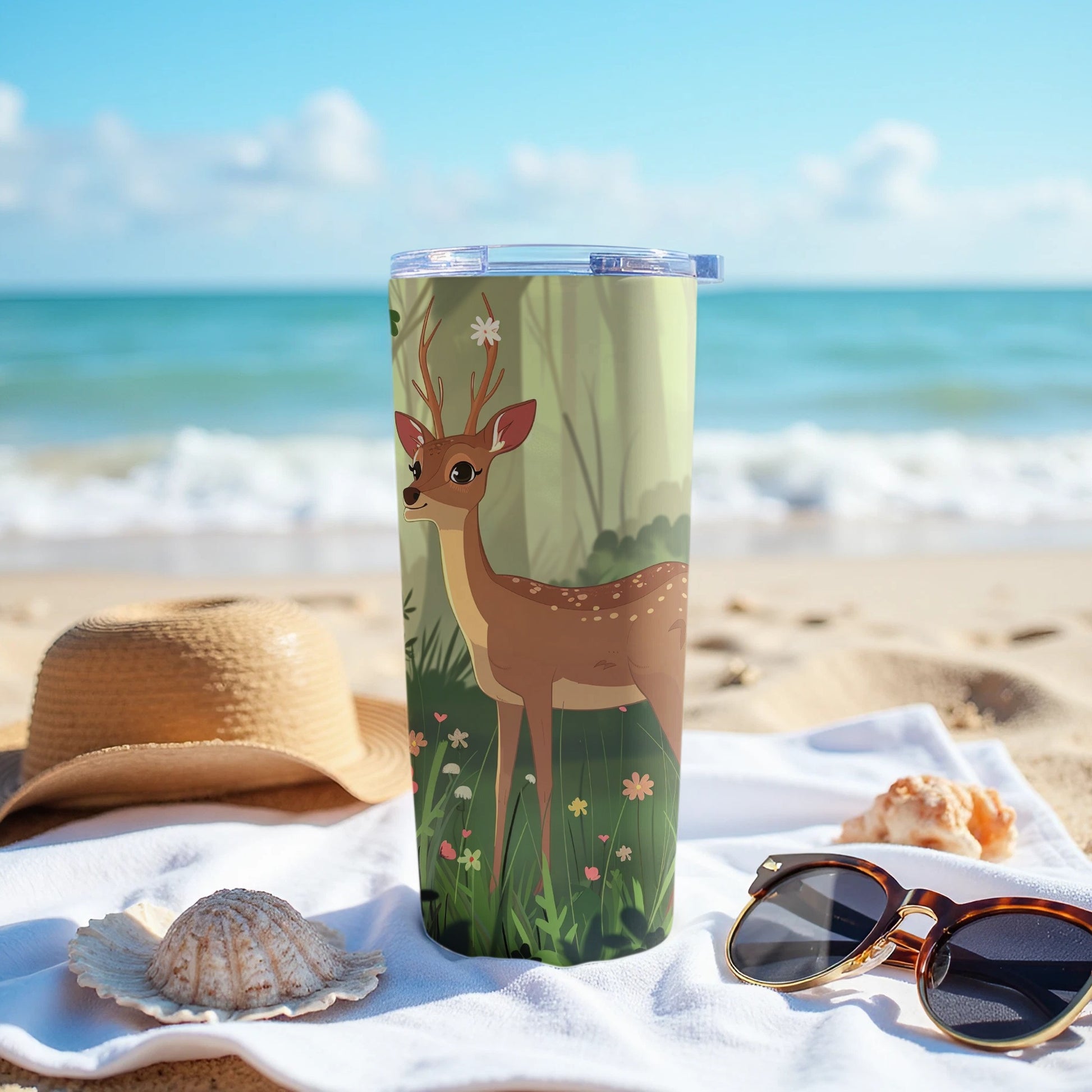 Cute Deer Forest Flowers Beach Scene Tumbler product type
Deer
Fawn
Forest
Flowers
Nature
Animal
Woodland
Tumbler
Cup
Drinkware
Beverage
Design
Art
Illustration
Cute
Adorable
Beach
Ocean
Summer
Vacation