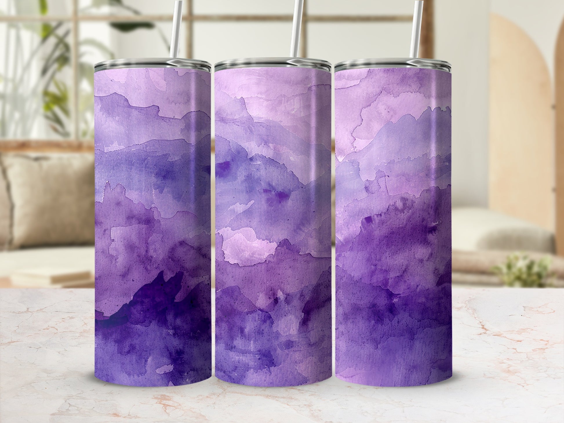 Elegant Purple Watercolor Design Insulated Tumbler