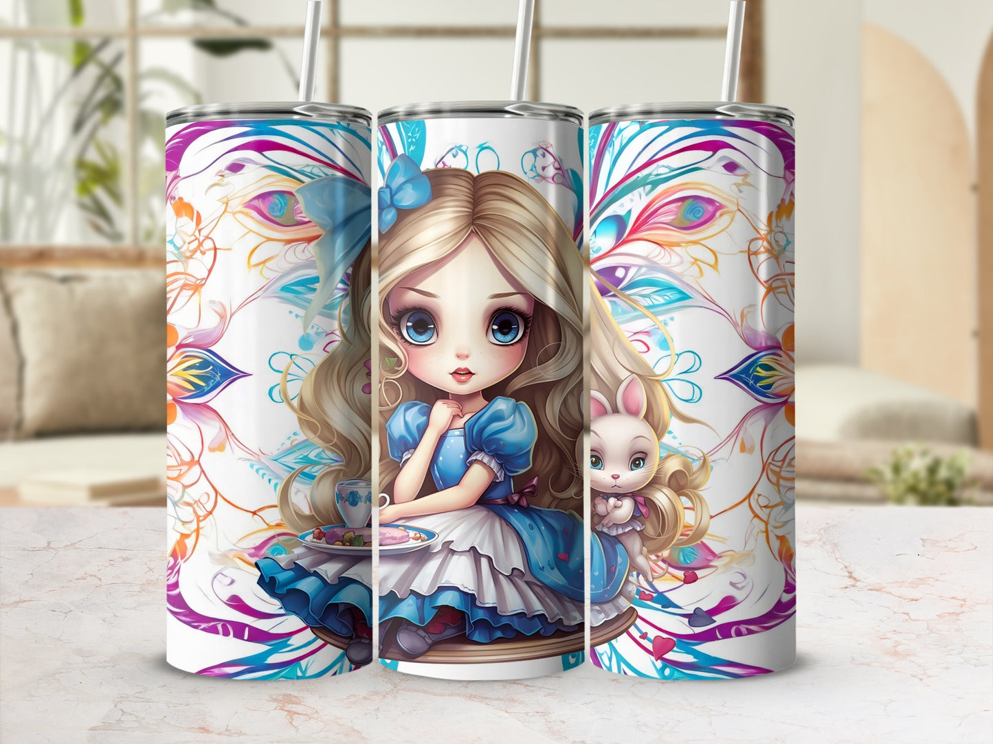 Cute Alice in Wonderland Character Tumbler Cup