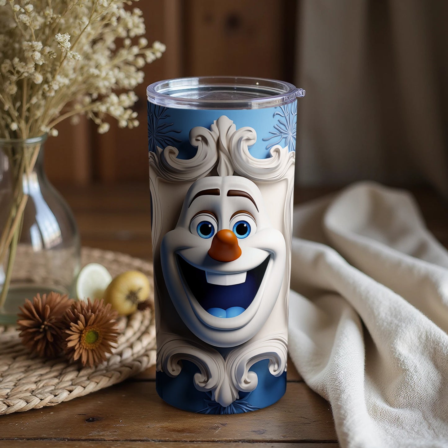 Adorable Smiling Snowman Decorative Swirl Tumbler