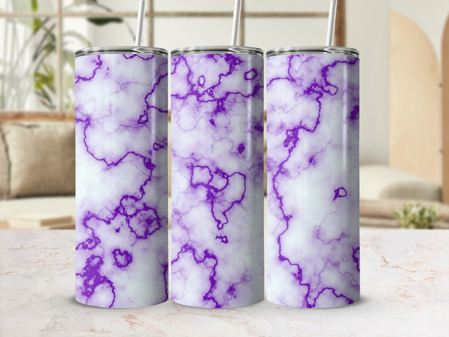 Purple Marble Swirl Pattern Modern Beverage Tumbler product type