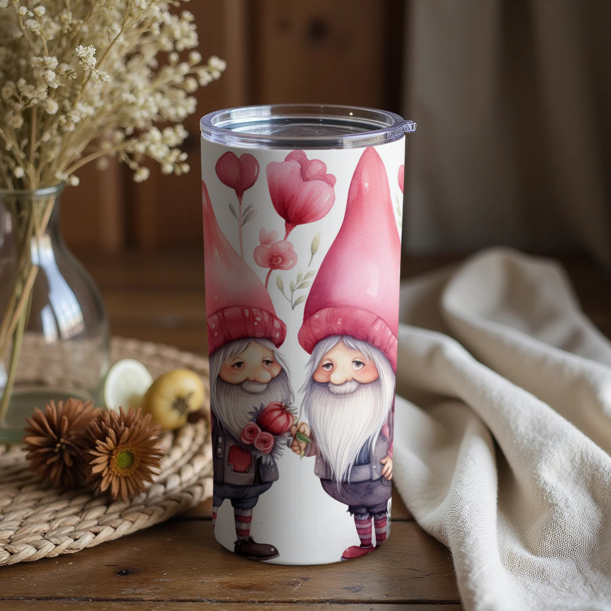 Cute Gnomes and Flowers Insulated Tumbler