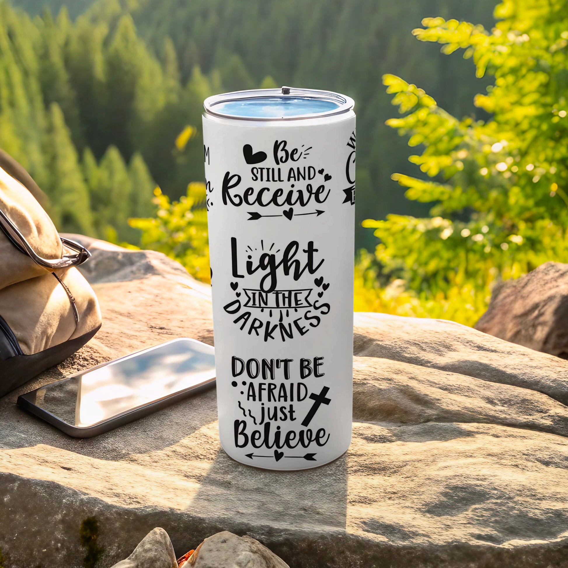 Inspirational Quote Tumbler Light in the Darkness Cup