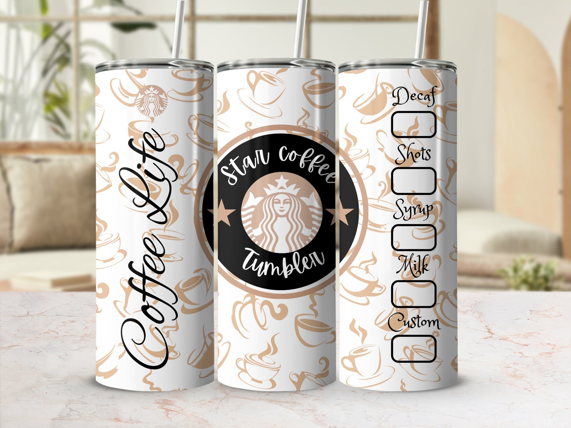 Coffee Life Star Coffee Tumbler Customizable Drink List