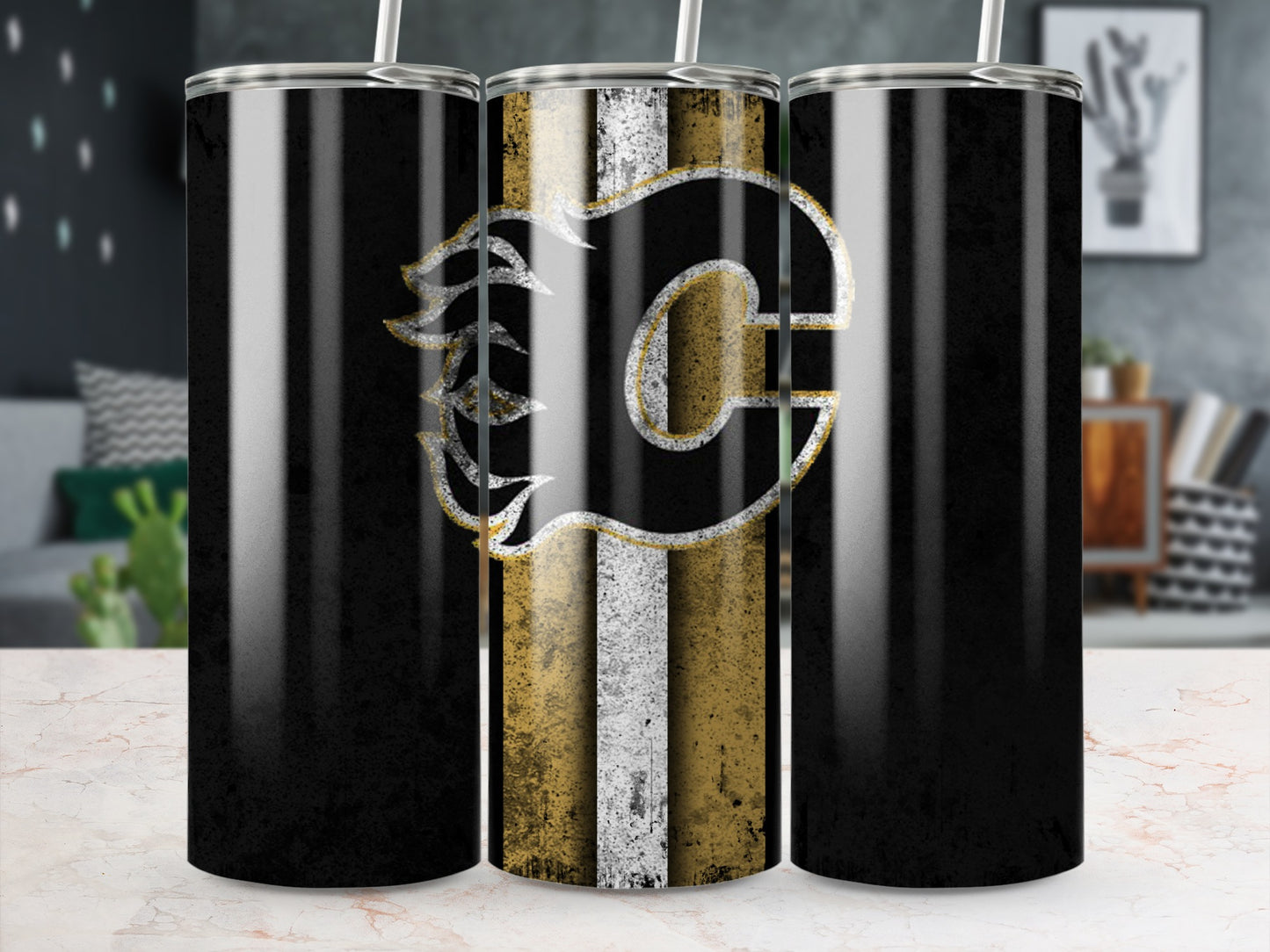 Chic Black and Gold C Design Tumbler Cup Drinkware