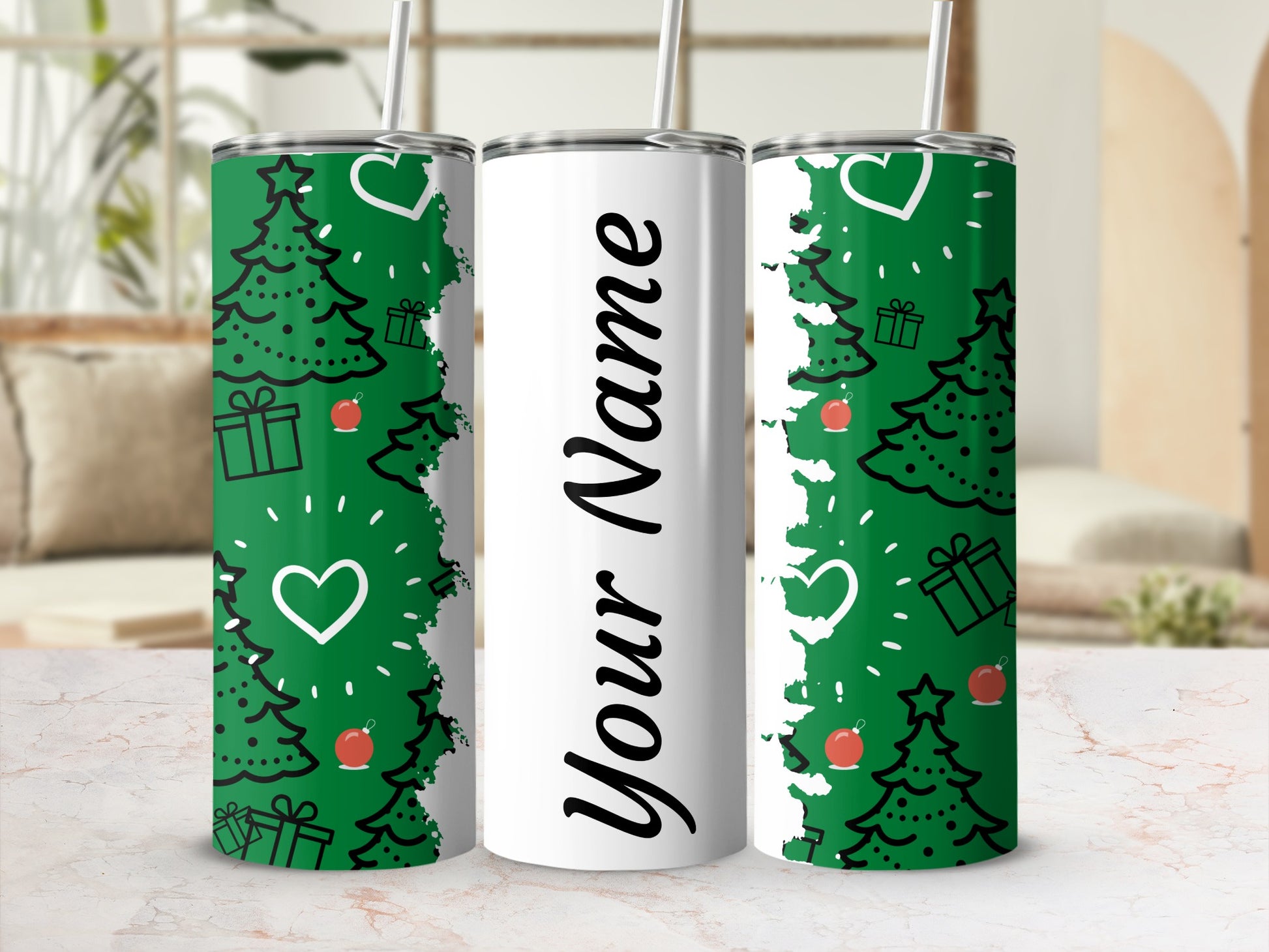 Custom Christmas Tree Design Personalized Tumbler