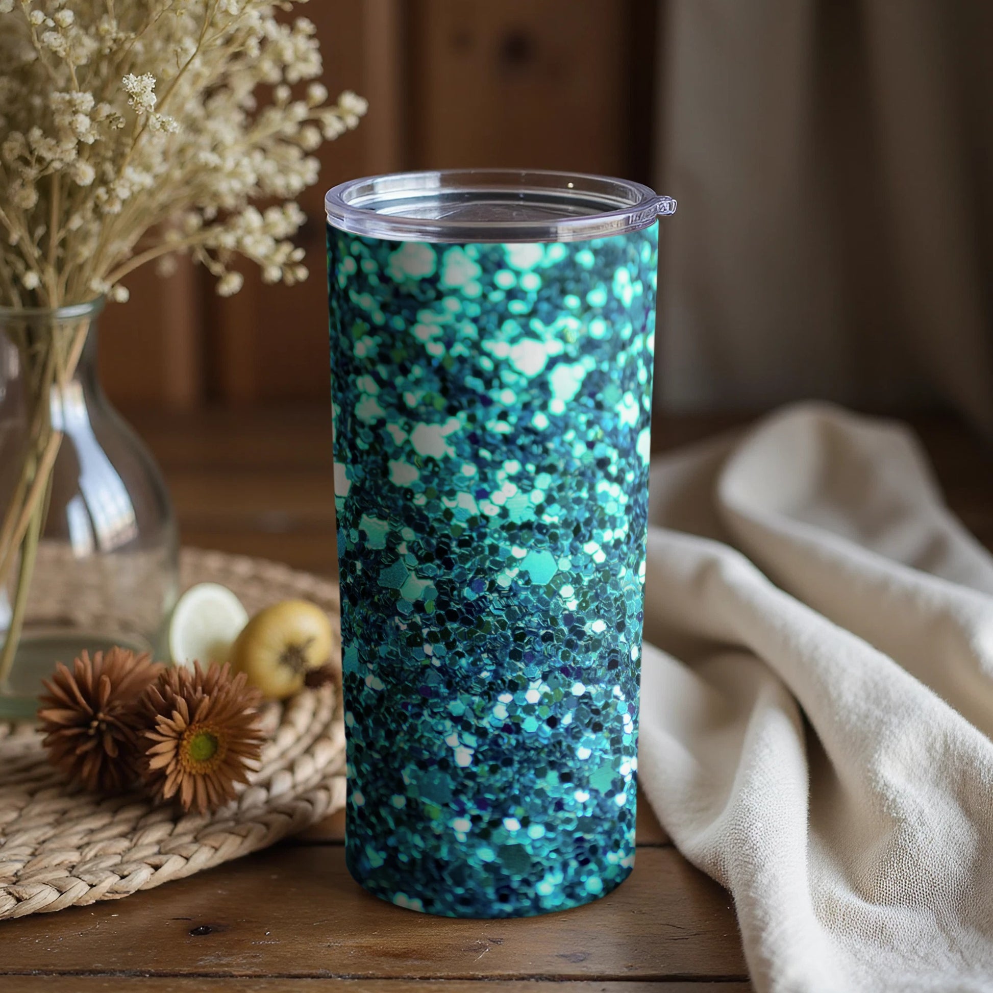 Sparkling Blue Patterned Insulated Tumbler