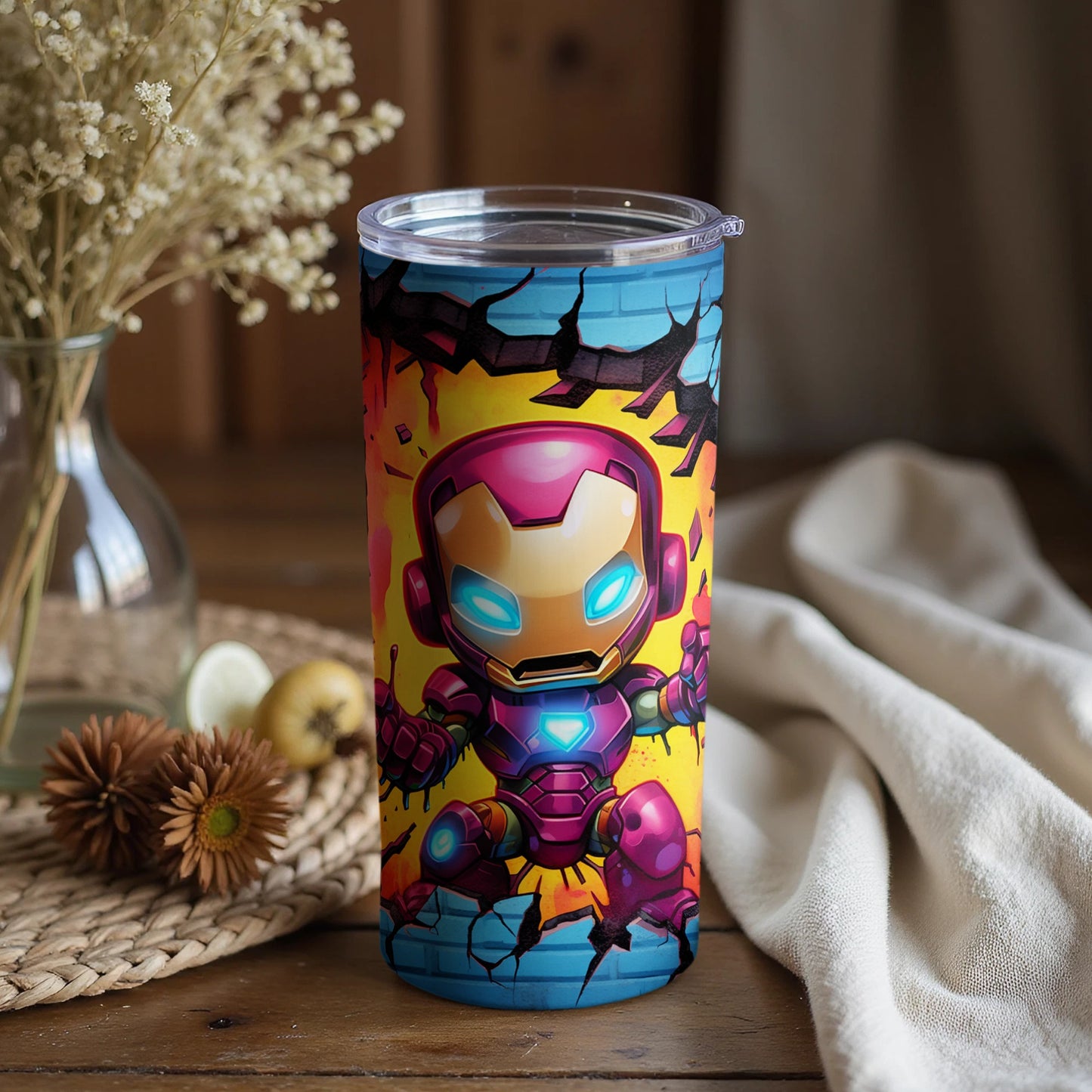 Vibrant Iron Hero Kid's Tumbler With Straw