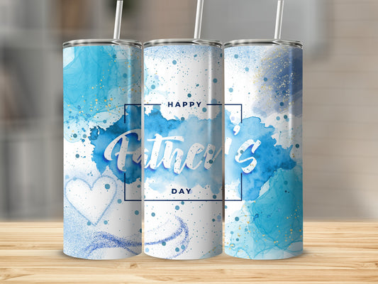 Happy Father's Day Blue Watercolor Tumbler Product