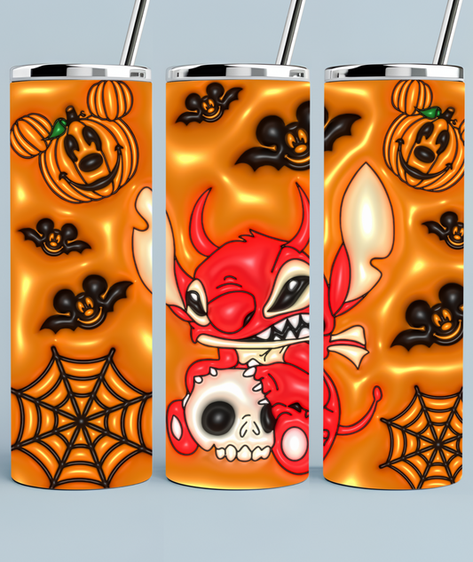 Stitch with Mickey Mouse Pumpkin faces Devil Skull