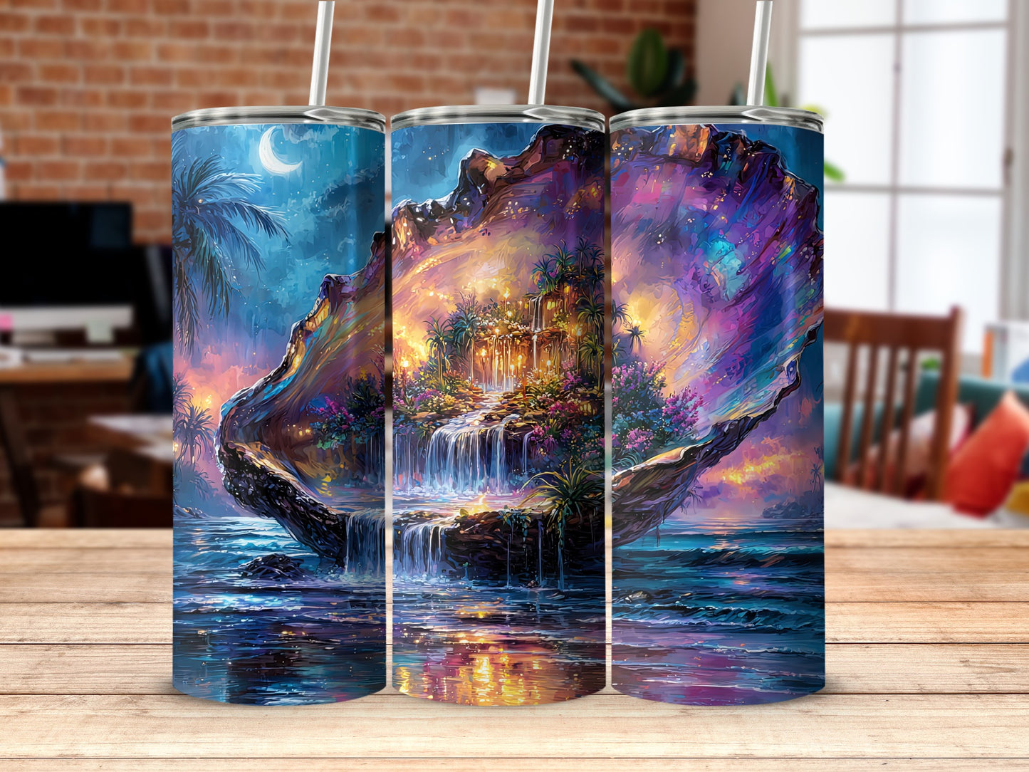 Captivating Seascape Art with Waterfall Tumbler Product