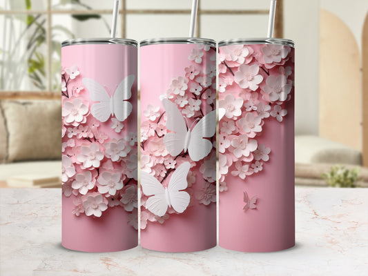Pink Butterflies Blossom Decorative Tumbler product type