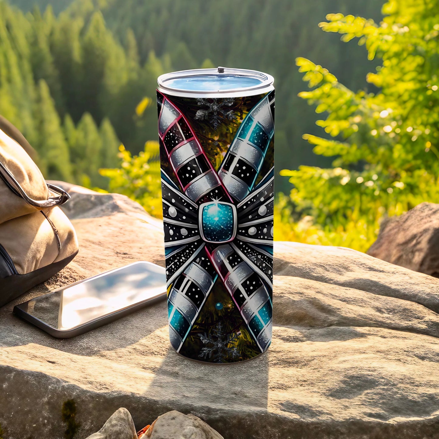 Vibrant Geometric Travel Tumbler for Outdoor Adventures