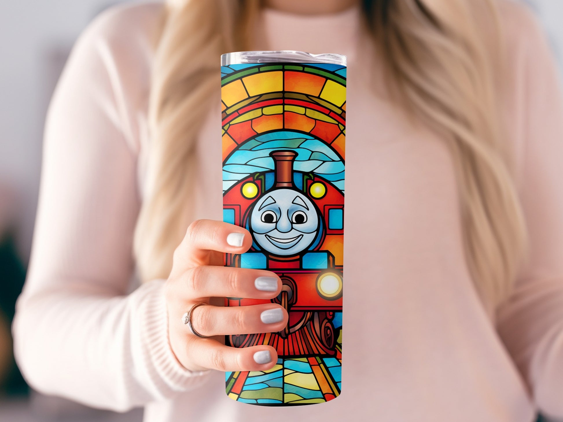 Colorful Train Character Travel Tumbler for Kids