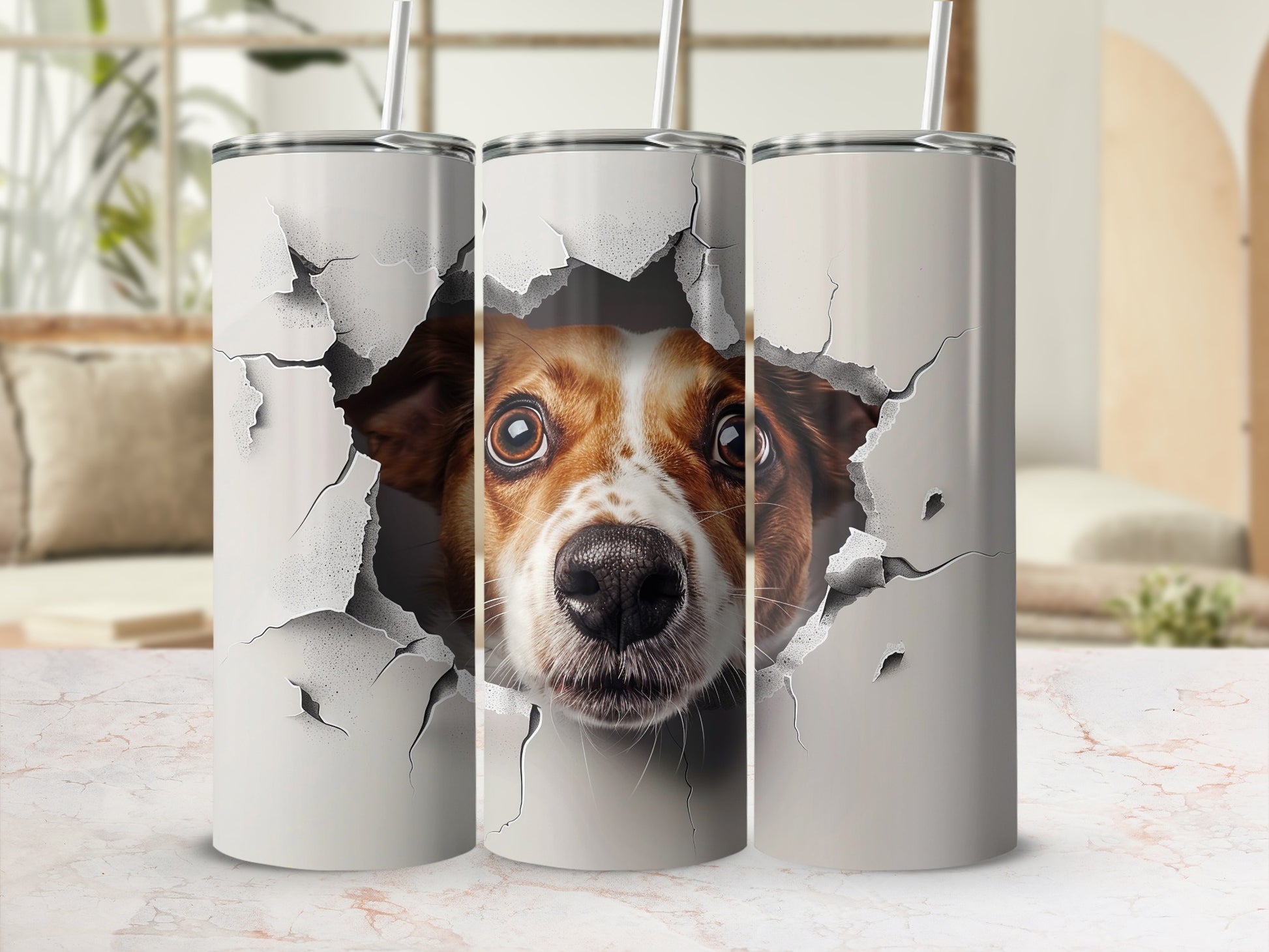 Curious Dog Eye Cracked Wall Design Tumbler product type