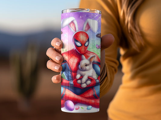 Spider-Man with Bunny Holding Easter Eggs Design Tumbler